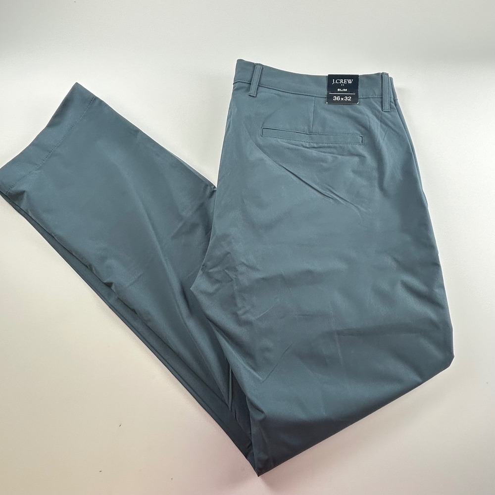 J.Crew Men's 36x32 Flex Tech Pants Slim Fit Blue Gray Chino Casual NEW